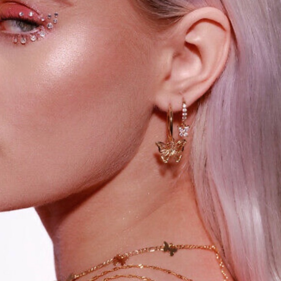 New 14k Rose Gold Plated Butterflies Earrings - Picture 4 of 4